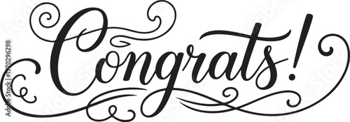 Vector art of congrats congratulatory message in elegant script