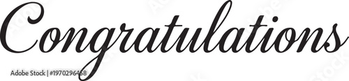 Vector art of congratulations message in elegant black cursive script