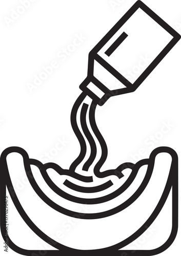 Professional Dental Impression Tray with Liquid Silicone Pouring Process for Orthodontic Labs, Prosthodontics, and Dental Clinics – Premium Vector Icon for Medical Education, Patient