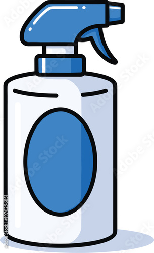 Plastic spray bottle for cleaning detergent or disinfectant liquid sanitizer for domestic hygiene use.