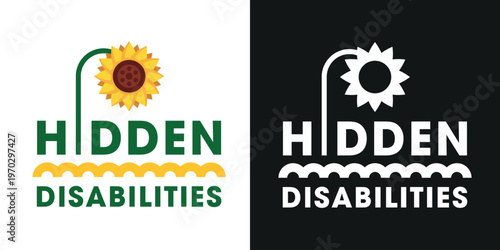 Hidden Disabilities Sunflower Awareness Card and Poster Template, Vector Design.