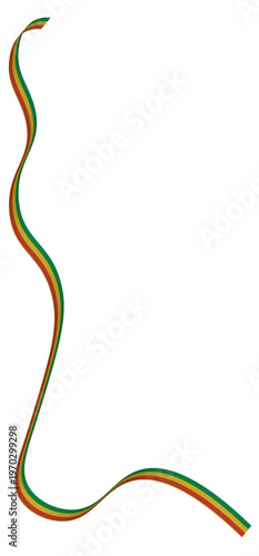 Vertical reggae colors wavy border line vector isolated on transparent background