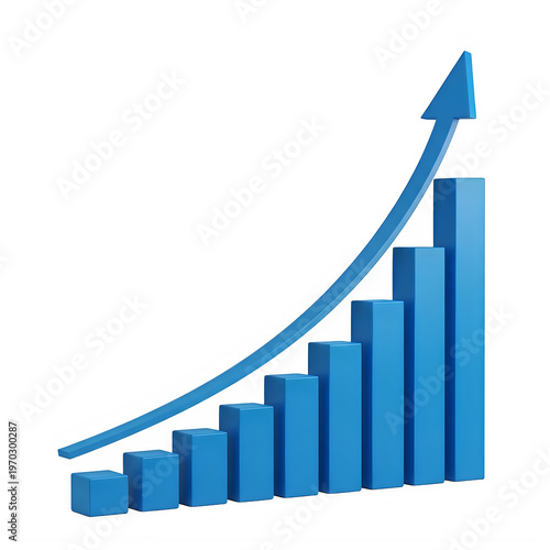Free Download Blue 3D bar chart graph with growing upward trend arrow  business statistics transparent background - GFXLoad
