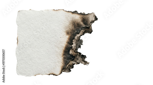 Charred Document's Edge: A close-up view reveals a piece of paper, its edge consumed by fire, creating a stark contrast between pristine and destruction.