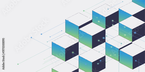 Colorful abstract geometric cubes design