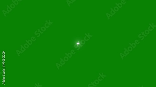 Sparkle twinkle star animation, glowing white doodle stars, glitter shine bursts, retro flat vector style, blinking cartoon effects, chroma key green screen seamless festive loop video 4K