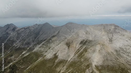 Drone Shot from Vihren Summit Over Rocky Pirin Mountain Massif