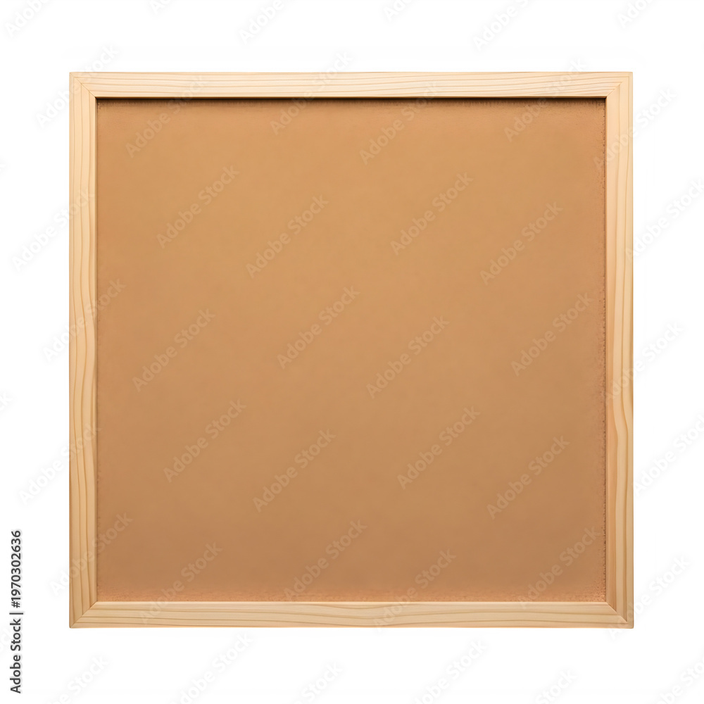 Fototapeta premium Brown wooden frame bulletin board for notes and messages empty space for writing transparent background