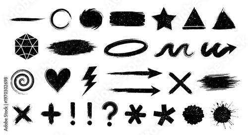 Black brush stroke shapes collection