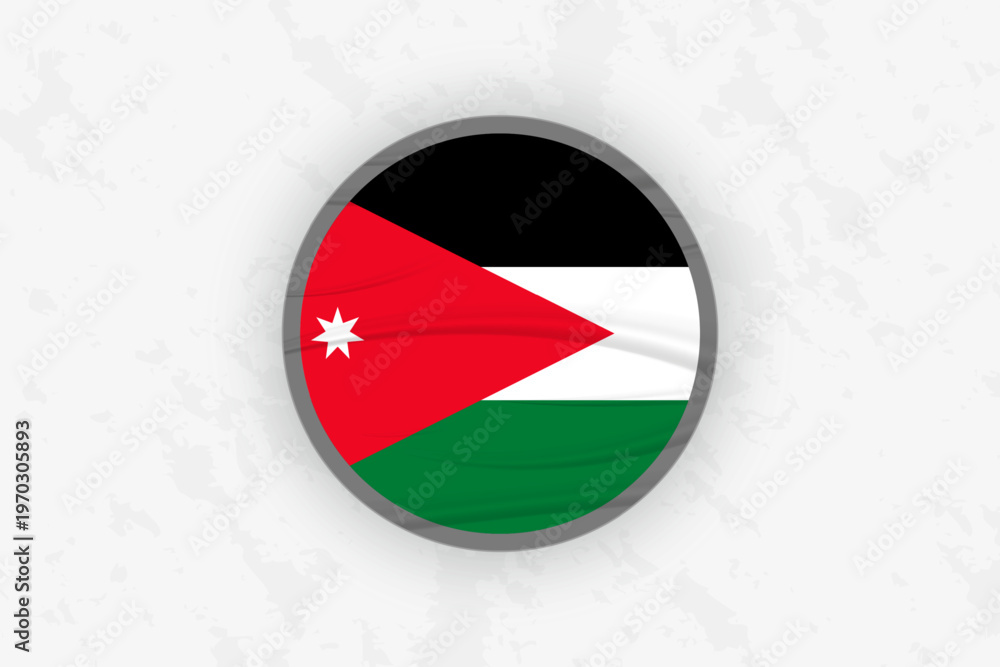 Naklejka premium Jordan Flag Circular Sticker Design, National Pride Decal.