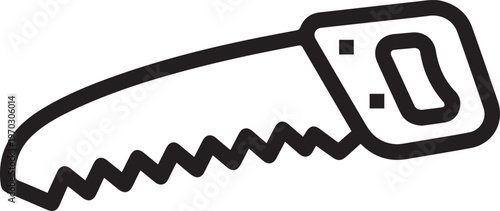 Professional Pruning Saw with Sharp Toothed Blade Vector Icon for Garden Landscaping, Horticulture, Arboriculture, DIY Gardening, Tree Maintenance, Forestry, Outdoor Work, Woodworking