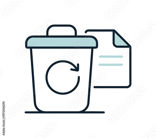 Soft delete recovery window and temporary restore option before permanent removal in data management workflows, a simple trash bin with a small