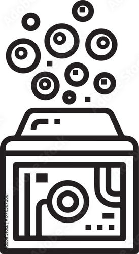 Professional Textile Bleaching Machine with Chlorine Bubbles Vector Icon for Industrial Laundry, Fabric Processing, Chemical Treatment, Water Purification, and Textile Manufacturing