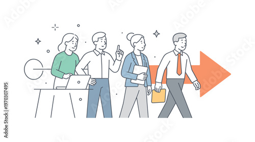 A simple clarity of direction scenario where professionals clearly understand the next move within a structured workflow without hesitation, using a