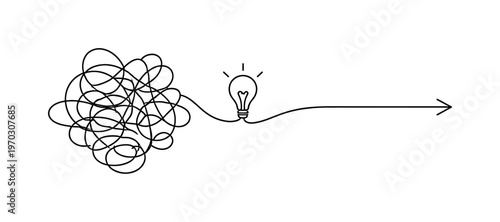 Achieving clarity by filtering out unnecessary information in a complex decision making process, a continuous line forming scattered noise that