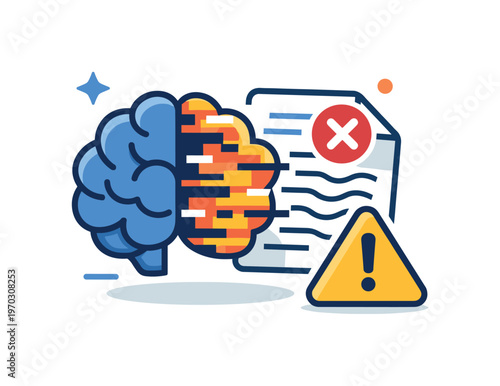 AI hallucinations and unreliable outputs in generative systems focused on incorrect or fabricated information produced by automated models, a brain