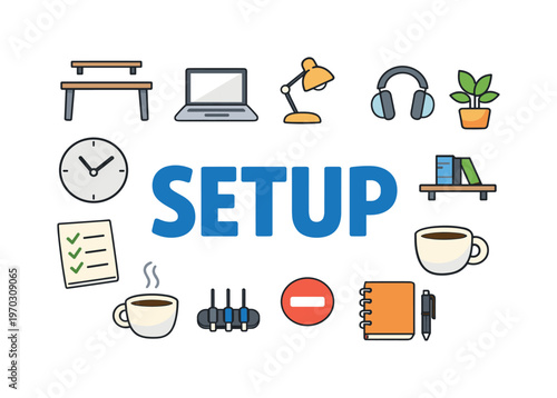 Focus environment and distraction free workspace concept focused on creating a clean setup, removing noise and enhancing concentration for deep