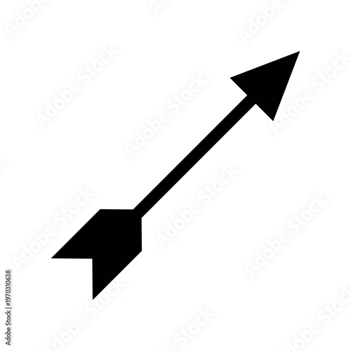 Arrow icon. Attribute of an archer or hunter. Symbol of shooting, weapons, or war. A projectile for throwing or shooting at a distant target. A weapon for hunting or sporting competition. Vector.