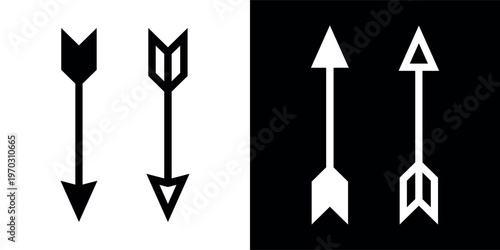 Arrow icon. Attribute of an archer or hunter. Symbol of shooting, weapons, or war. A projectile for throwing or shooting at a distant target. A weapon for hunting or sporting competition. Vector.