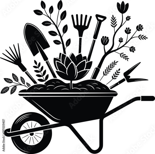 Black and white of a coffee cup with coffee beans and leaves coffee grounds coffee leaves des