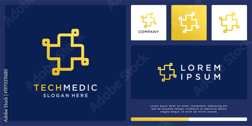 Tech medic logo design template