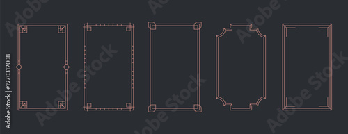 Set of Luxury Art Deco Geometric Frames and Linear Borders | Elegant Gold Line Art Frames for Wedding Invitations and Menu Design | Minimalist Geometric Vector Borders with 1920s Vintage Aesthetic