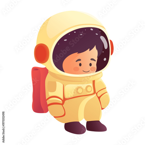  A cartoon character—an astronaut in a blue spacesuit, floating in zero gravity. A cute cartoon style often used for children's materials, websites, or games. 