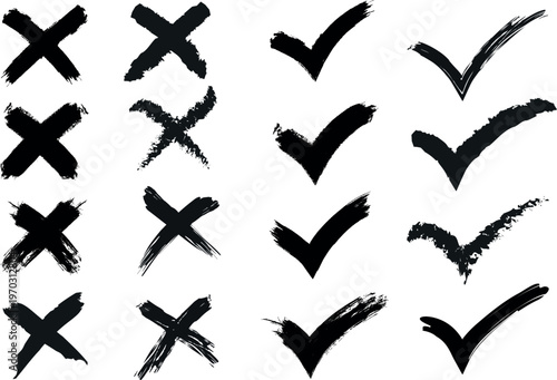 Quadro su tela black brush stroke x marks isolated on white background