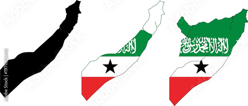 Somalia and Somaliland country maps with flags  African regions  geographical illustration
