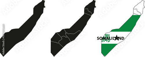 Somaliland region map with flag and provinces illustration