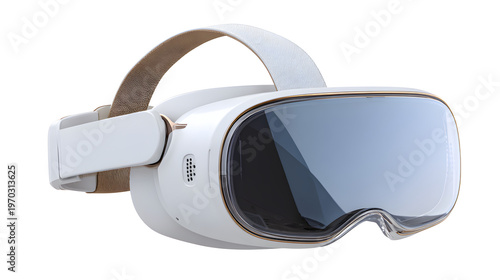 Modern white VR headset PNG separately isolated on transparent background, virtual reality glasses for gaming and immersive experiences