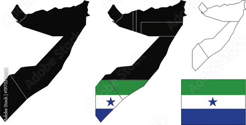 Somalia country map and flag symbols  geographical and national icons
