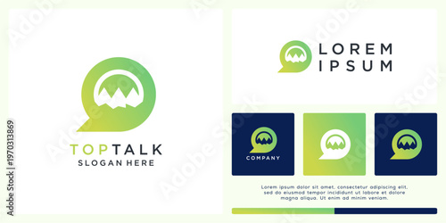Top talk logo design template with summit