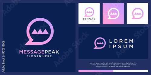 Message peak logo design template with mount