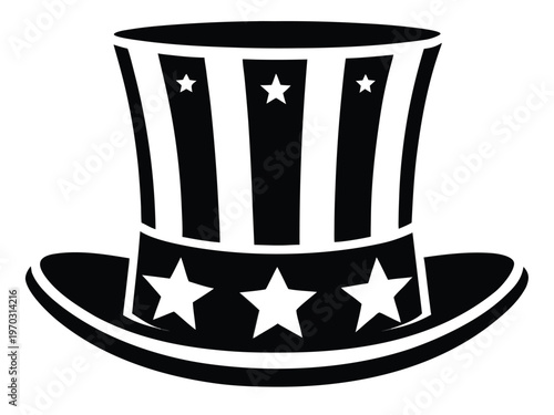 Classic unclesam top hat with stars and stripes pattern