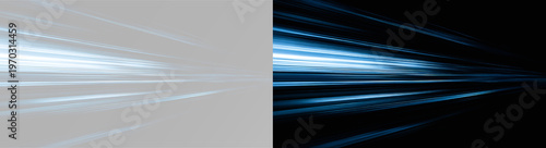 Blue neon glowing streaks of light for speed motion 