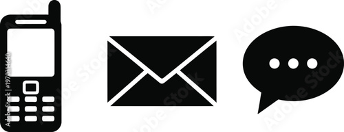 Classic mobile phone with envelope and chat icons for contact interface