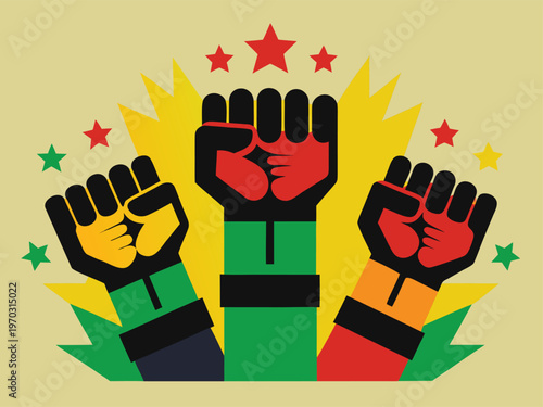 United fists symbolizing solidarity, strength, and collective empowerment against injustice