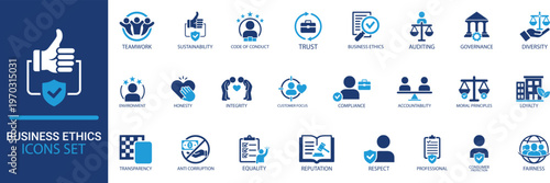 Business ethics icons set