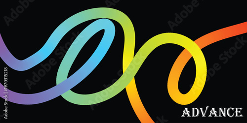 Vibrant abstract design featuring a smoothly transitioning spectrum of colors within an elegantly intertwined, flowing ribbon, symbolizing connection, progress, and continuous motion