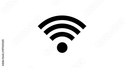 Black and white wi fi signal icon representing wireless communication