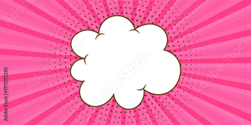 Comic abstract pink background with cloud