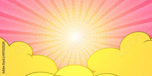 abstract pink comic background with cartoon cloud