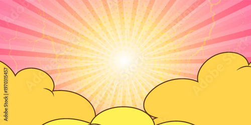 abstract pink comic background with cartoon cloud