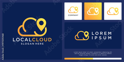 Local cloud logo design template with map