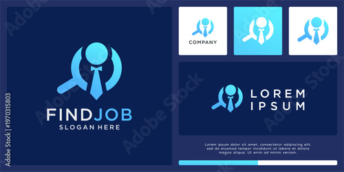 Finder job logo design template with tie