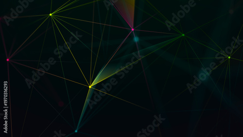 Polygonal background with dots and lines. Network connection structure. Science and technology. 3d