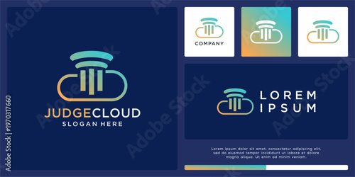 Judge cloud logo design template with pillar