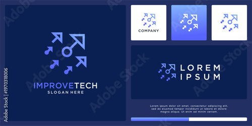 Improvement tech logo design with arrow