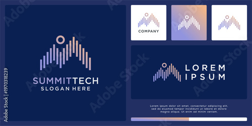 Summit tech logo design template with line